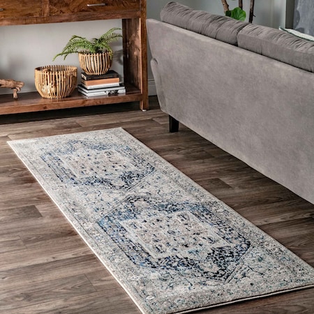 Nuloom Vintage Harriet Medallion Fringe Area Rug 2ft 6in x 8ft KHTR15A-2608